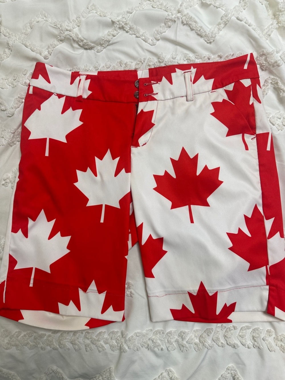 Loudmouth Red and White Maple Leaf Bermuda Shorts Canada Loudmouth John Daly